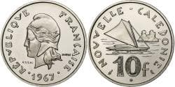 New Caledonia, 10 Francs, 1967, Paris, ESSAI, Nickel, , KM:E11