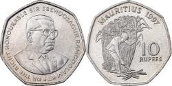 Mauritius, 10 Rupees, 1997, Copper-nickel, , KM:61