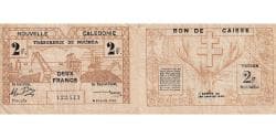 Banknote, New Caledonia, 2 Francs, 1943, 1943-03-29, KM:56a, EF(40-45)