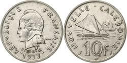 New Caledonia, 10 Francs, 1977, Paris, Nickel, , Lecompte:90, KM:11