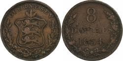 Guernsey, 8 Doubles, 1834, Copper, , KM:3