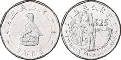Zimbabwe, 25 Dollars, 2003, Harare, Nickel plated steel, , KM:15