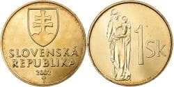 Slovakia, Koruna, 2002, Bronze Plated Steel, , KM:12