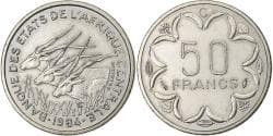 Central African States, 50 Francs, 1984, Paris, Nickel, , KM:11