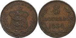 Guernsey, 8 Doubles, 1834, , Copper, KM:3