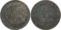 Canton of Geneva, 4 Centimes, 1839, Billon,