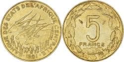 Coin, Central African States, 5 Francs, 1981