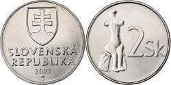 Slovakia, 2 Koruna, 2003, Nickel plated steel, , KM:13
