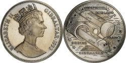 Gibraltar, Elizabeth II, 2.8 Ecus, Eurotunnel, 1993, Copper-nickel,