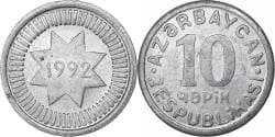 Azerbaijan, 10 Qapik, 1992, Aluminum,