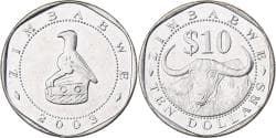 Zimbabwe, 10 Dollars, 2003, Harare, Nickel plated steel, , KM:14