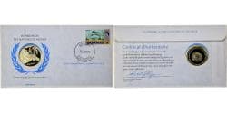 Bahamas, Medal + stamp, United Nations, 1976, Silver, Proof,