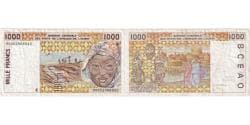 West African States, 1000 Francs, VF(30-35)
