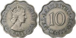Mauritius, Elizabeth II, 10 Cents, 1975, Copper-nickel, , KM:33