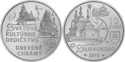Slovakia, 10 Euro, Wooden Churches, 2010, Kremnica, Silver,