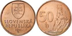 Slovakia, 50 Halierov, 2001, Kremnica, Copper Plated Steel, , KM:35