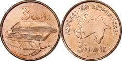 Coin, Azerbaijan, 3 Qapik, Undated (2006), , Copper Plated Steel, KM:40