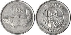 Coin, Iceland, Krona, 1992