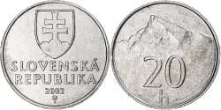 Slovakia, 20 Halierov, 2002, Kremnica, Aluminum, , KM:18