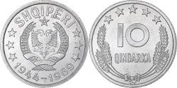 Albania, 10 Qindarka, 1969, Aluminum, , KM:45