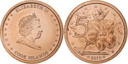 Cook Islands, Elizabeth II, 5 Cents, 2010, Karlsfeld, Copper Plated Steel