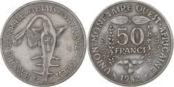 West African States, 50 Francs, 1982, Paris, Copper-nickel, , KM:6