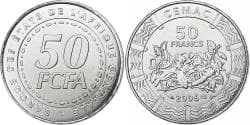 Central African States, 50 Francs, 2006, Paris, Stainless Steel,