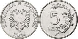Albania, 5 Lekë, 2014, Nickel plated steel,