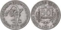West African States, 50 Francs, 1987, Copper-nickel, , KM:6