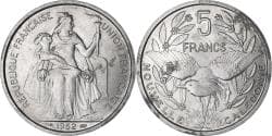 New Caledonia, 5 Francs, 1952, Paris, Aluminum, , KM:4