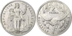 New Caledonia, 2 Francs, 1989, Paris, Aluminum, , Lecompte:65, KM:14