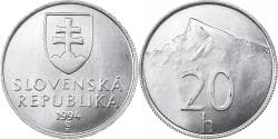 Slovakia, 20 Halierov, 1994, Kremnica, Aluminum,