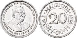 Mauritius, 20 Cents, 1987, Nickel plated steel, , KM:53
