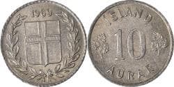 Coin, Iceland, 10 Aurar, 1969