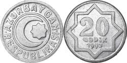 Azerbaijan, 20 Qapik, 1993, Aluminum,