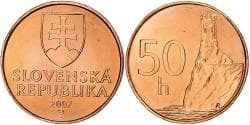 Slovakia, 50 Halierov, 2007, Kremnica, Copper Plated Steel, , KM:35