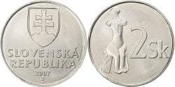 Slovakia, 2 Koruna, 2007, Kremnica, Nickel plated steel, , KM:13