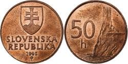 Slovakia, 50 Halierov, 2005, Copper Plated Steel, , KM:35