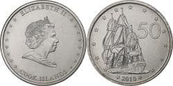 Cook Islands, Elizabeth II, 50 Cents, 2010, Karlsfeld, Nickel plated steel