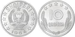 Albania, 10 Qindarka, 1964, Aluminum, , KM:40