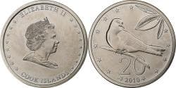 Cook Islands, Elizabeth II, 20 Cents, 2010, Karlsfeld, Nickel plated steel