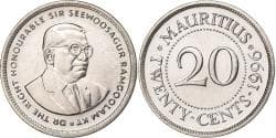 Mauritius, 20 Cents, 1996, Nickel plated steel, , KM:53