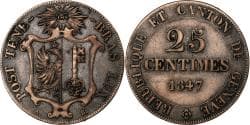 Canton of Geneva, 25 Centimes, 1847, Billon, , KM:135