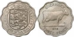 Guernsey, Elizabeth II, 3 Pence, 1959, London, Copper-nickel, , KM:18