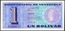 VENEZUELA. 1 Bolívar. 5 de Octubre de 1989. Firmado por Pedro R. Tirico Hijo y José Vicente Rodríguez Aznar. Serie B. (Pick: ...