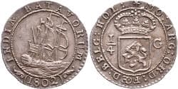 1/4 scheepjesgulden Nederlands Indië 1802 Pr
