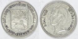 VENEZUELA - Republic, 1924, ¼ Bolívar (25 Centimos), Extra Fine