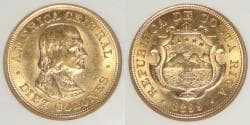 COSTA RICA - Republic, 1899, 10 Colones, AU-58 NGC