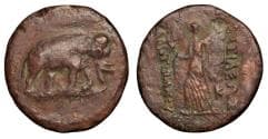 Greco-Baktrian Kingdom. Antimachos I, circa 180-165 BC. AE Unit Baktra Mint