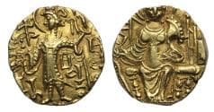 HUNNIC TRIBES, Kidarites. Kidara. Circa 350-390. AV Gold Dinar, AU!